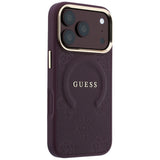 Guess iPhone 17 Pro Max/iPhone 18 Pro Max Cover Saffiano Peony Embossed MagSafe Burgundy