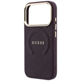 Guess iPhone 17 Pro Max/iPhone 18 Pro Max Cover Saffiano Peony Embossed MagSafe Burgundy