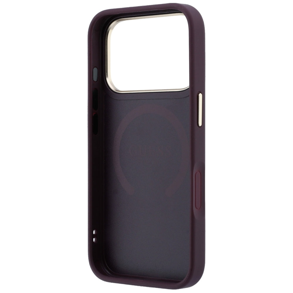 Guess iPhone 17 Pro Max/iPhone 18 Pro Max Cover Saffiano Peony Embossed MagSafe Burgundy