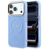 Guess iPhone 17 Pro/iPhone 18 Pro Cover Saffiano Peony Embossed MagSafe Blå