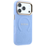 Guess iPhone 17 Pro/iPhone 18 Pro Cover Saffiano Peony Embossed MagSafe Blå