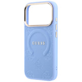 Guess iPhone 17 Pro/iPhone 18 Pro Cover Saffiano Peony Embossed MagSafe Blå