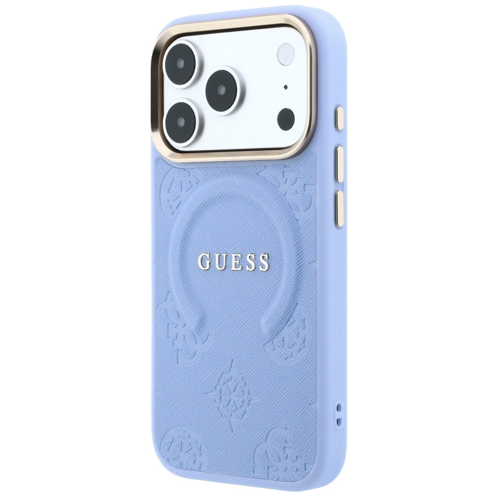 Guess iPhone 17 Pro Max/iPhone 18 Pro Max Cover Saffiano Peony Embossed MagSafe Blå