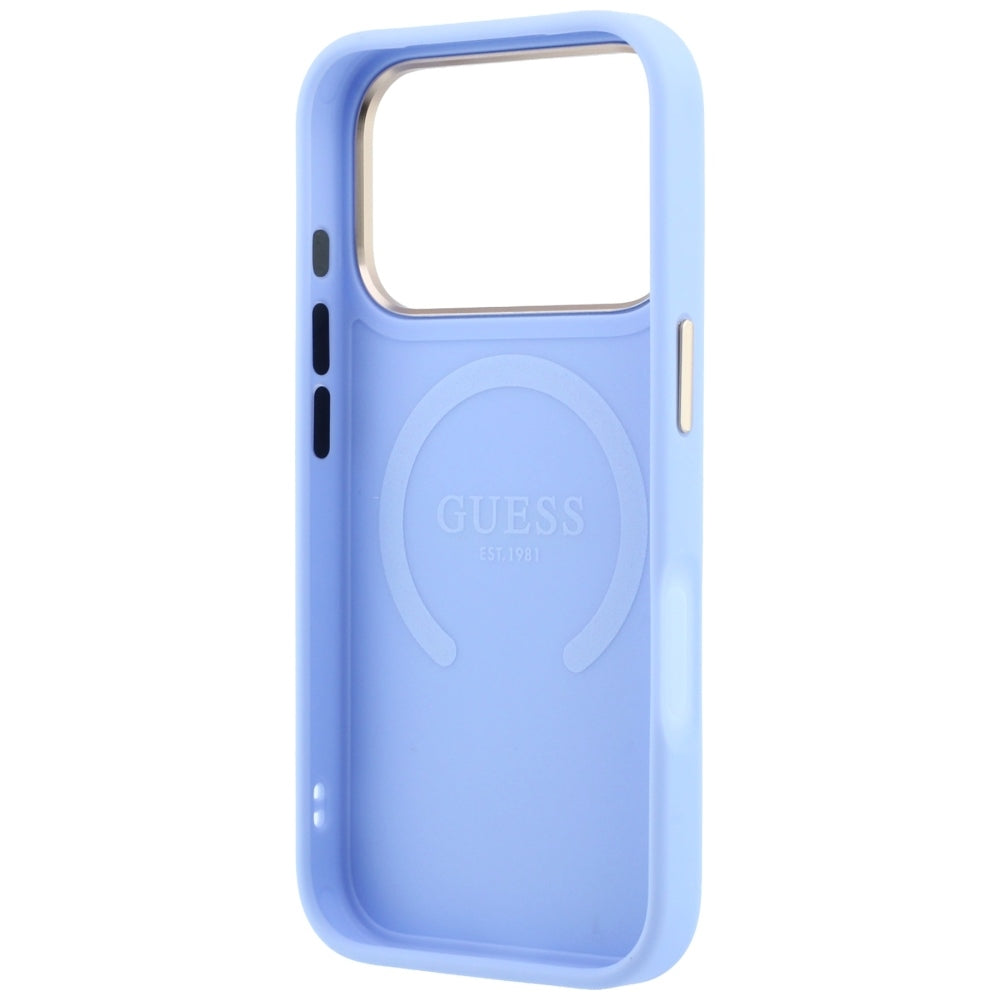 Guess iPhone 17 Pro Max/iPhone 18 Pro Max Cover Saffiano Peony Embossed MagSafe Blå