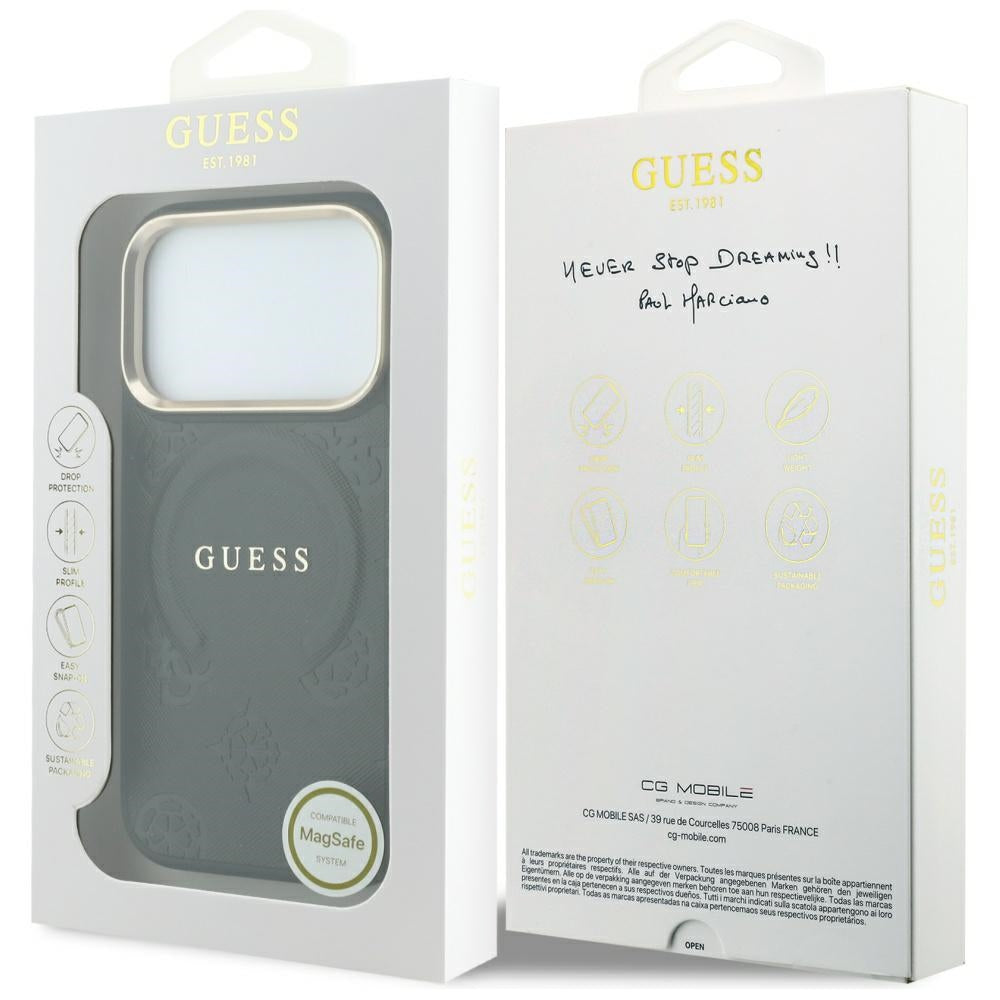 Guess iPhone 17 Pro/iPhone 18 Pro Cover Saffiano Peony Embossed MagSafe Sort