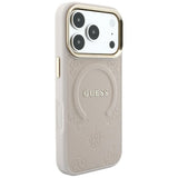 Guess iPhone 17 Pro/iPhone 18 Pro Cover Saffiano Peony Embossed MagSafe Lyserød