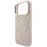 Guess iPhone 17 Pro/iPhone 18 Pro Cover Saffiano Peony Embossed MagSafe Lyserød