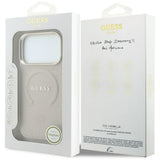 Guess iPhone 17 Pro/iPhone 18 Pro Cover Saffiano Peony Embossed MagSafe Lyserød