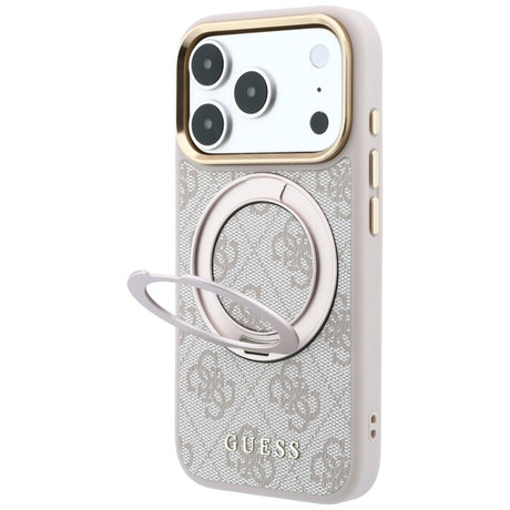 Guess iPhone 17 Pro Max/iPhone 18 Pro Max Cover Ring Stand 4G Classic Logo Lyserød