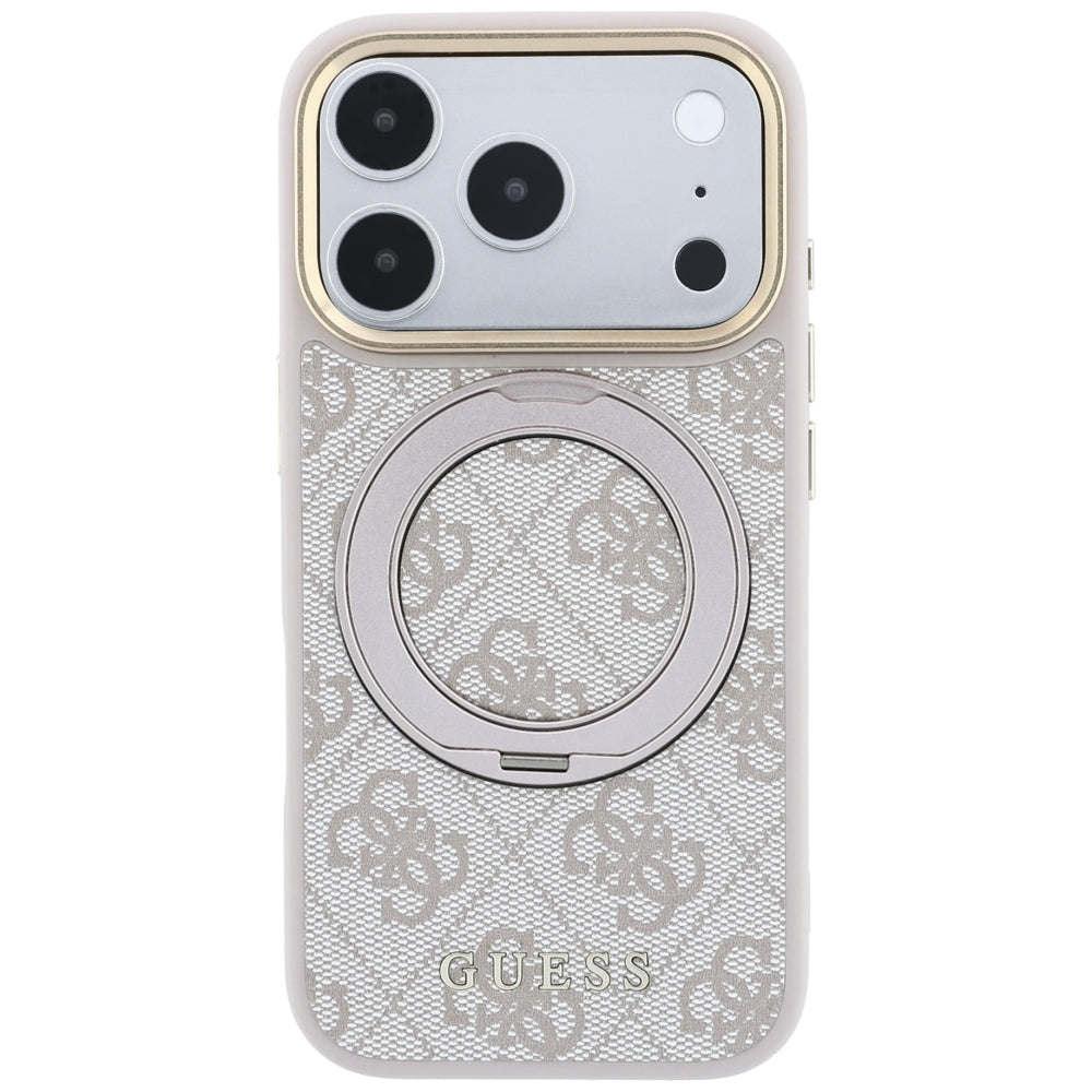 Guess iPhone 17 Pro Max/iPhone 18 Pro Max Cover Ring Stand 4G Classic Logo Lyserød