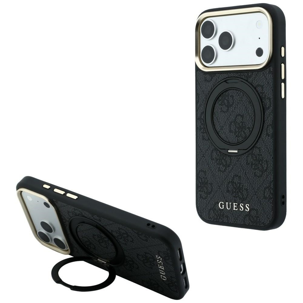 Guess iPhone 17 Pro/iPhone 18 Pro Cover Ring Stand 4G Classic Logo Sort