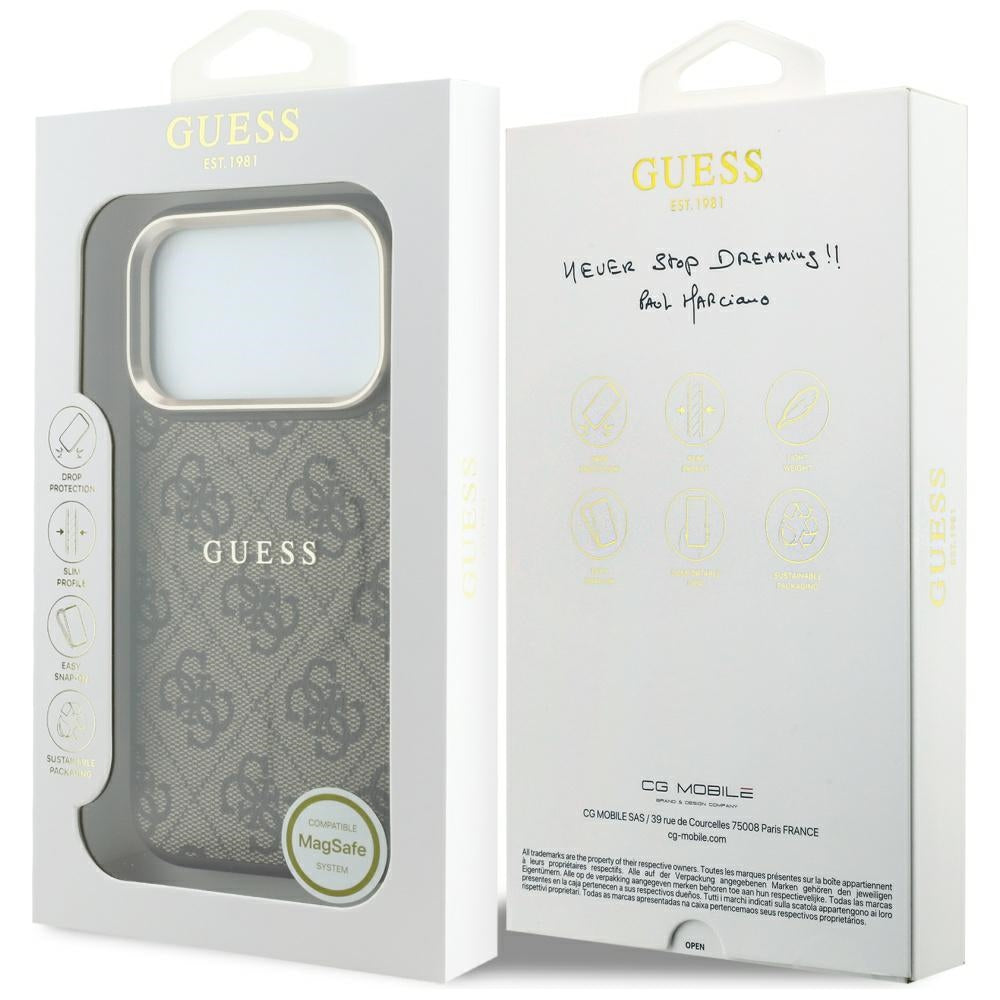 Guess iPhone 17 Pro Max/iPhone 18 Pro Max Cover 4G Embossed MagSafe Brun