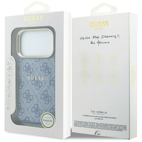 Guess iPhone 17 Pro/iPhone 18 Pro Cover 4G Embossed MagSafe Blå