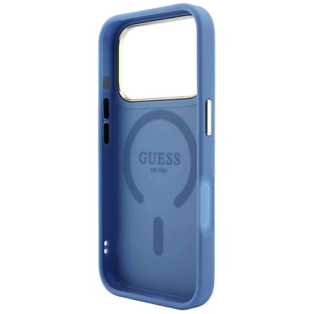 Guess iPhone 17 Pro Max/iPhone 18 Pro Max Cover 4G Embossed MagSafe Blå