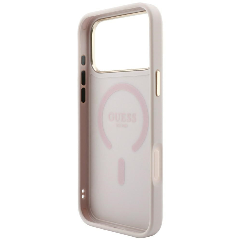 Guess iPhone 17 Pro/iPhone 18 Pro Cover 4G Embossed MagSafe Lyserød