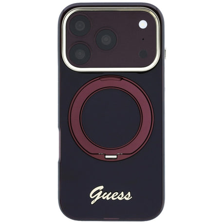 Guess iPhone 17 Pro/iPhone 18 Pro Cover Ring Stand Script Logo Burgundy