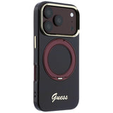 Guess iPhone 17 Pro/iPhone 18 Pro Cover Ring Stand Script Logo Burgundy
