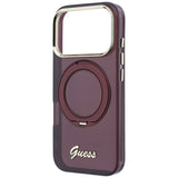 Guess iPhone 17 Pro/iPhone 18 Pro Cover Ring Stand Script Logo Burgundy