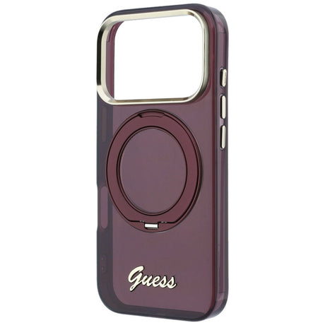 Guess iPhone 17 Pro/iPhone 18 Pro Cover Ring Stand Script Logo Burgundy