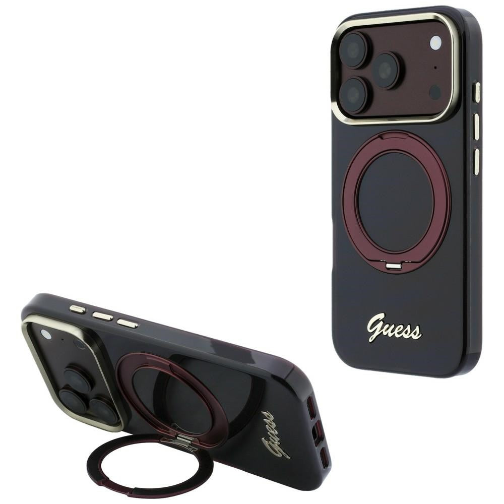Guess iPhone 17 Pro Max/iPhone 18 Pro Max Cover Ring Stand Script Logo Bourgogne