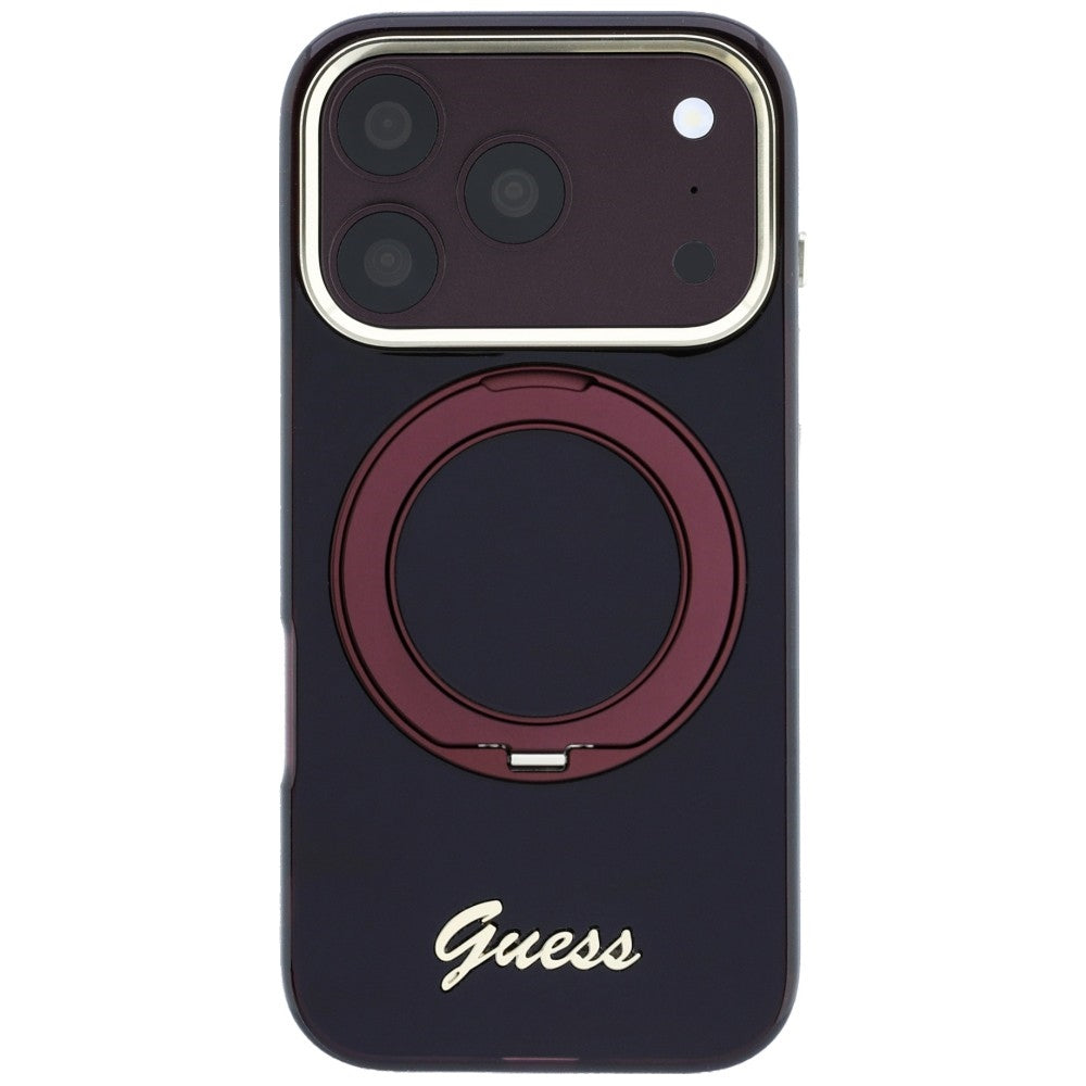 Guess iPhone 17 Pro Max/iPhone 18 Pro Max Cover Ring Stand Script Logo Bourgogne