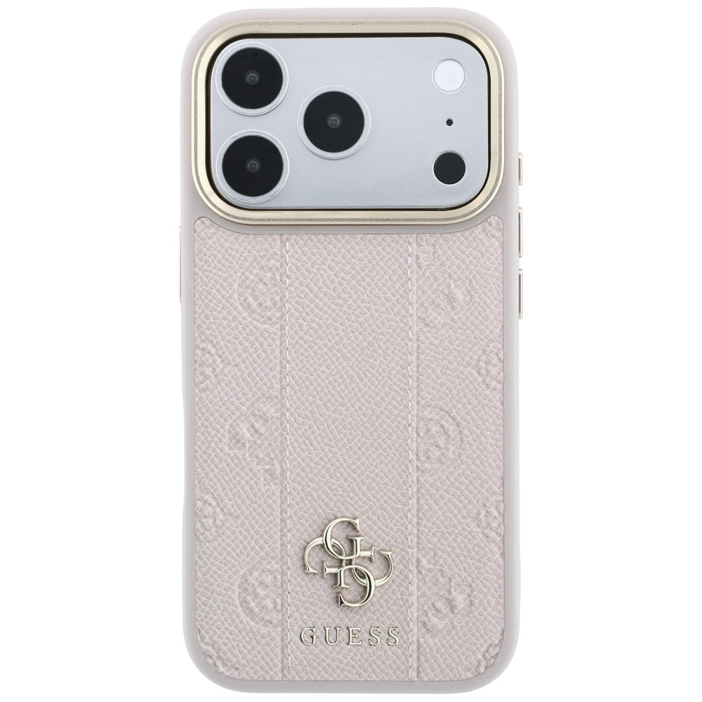 Guess iPhone 17 Pro Max/iPhone 18 Pro Max Cover Stripe Peony 4G Logo Lyserød