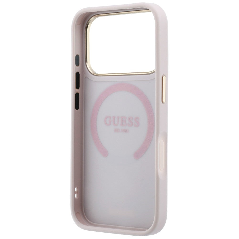 Guess iPhone 17 Pro Max/iPhone 18 Pro Max Cover Stripe Peony 4G Logo Lyserød