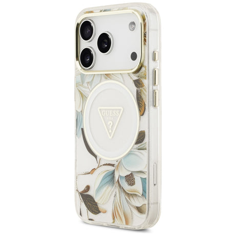 Guess iPhone 17 Pro/iPhone 18 Pro Cover Glitter Flowers Hvid