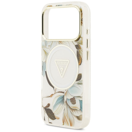 Guess iPhone 17 Pro/iPhone 18 Pro Cover Glitter Flowers Hvid