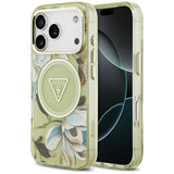 Guess iPhone 17 Pro/iPhone 18 Pro Cover Glitter Flowers Grøn