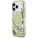 Guess iPhone 17 Pro/iPhone 18 Pro Cover Glitter Flowers Grøn