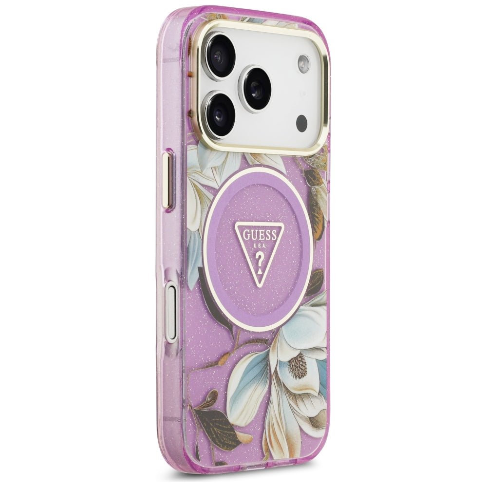 Guess iPhone 17 Pro/iPhone 18 Pro Cover Glitterblomster Lilla
