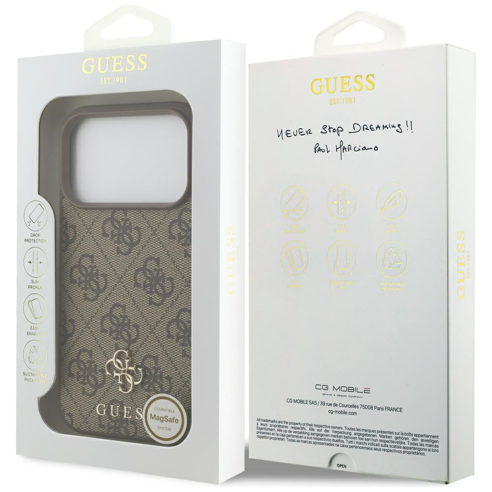 Guess iPhone 17 Pro/iPhone 18 Pro Cover 4G Small Classic Logo Brun