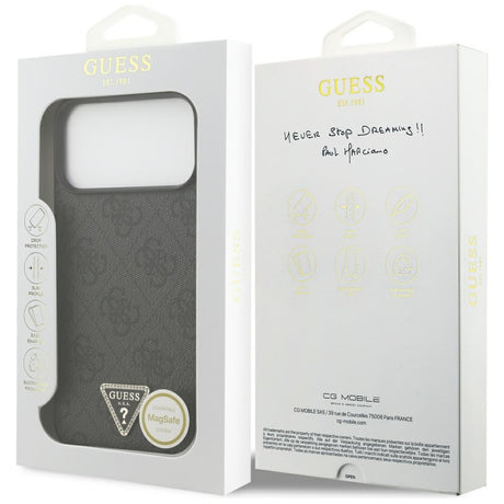 Guess iPhone 17 Pro Max/iPhone 18 Pro Max Cover 4G Triangle Strass Sort