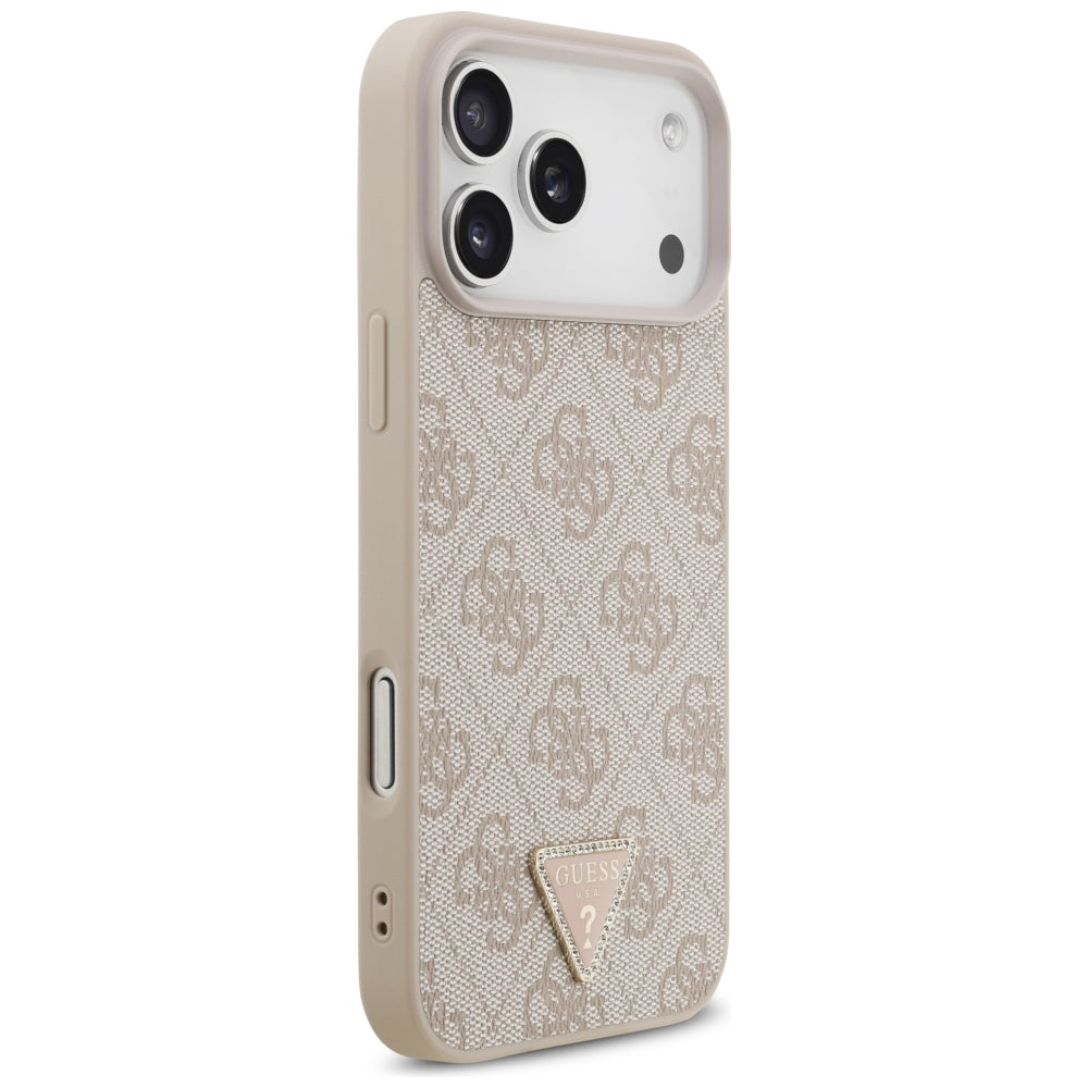 Guess iPhone 17 Pro Max/iPhone 18 Pro Max Cover 4G Triangle Strass Lyserød
