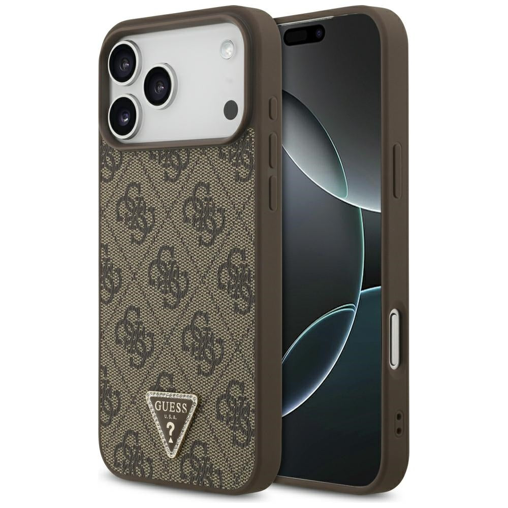 Guess iPhone 17 Pro Max/iPhone 18 Pro Max Cover 4G Triangle Strass Brun