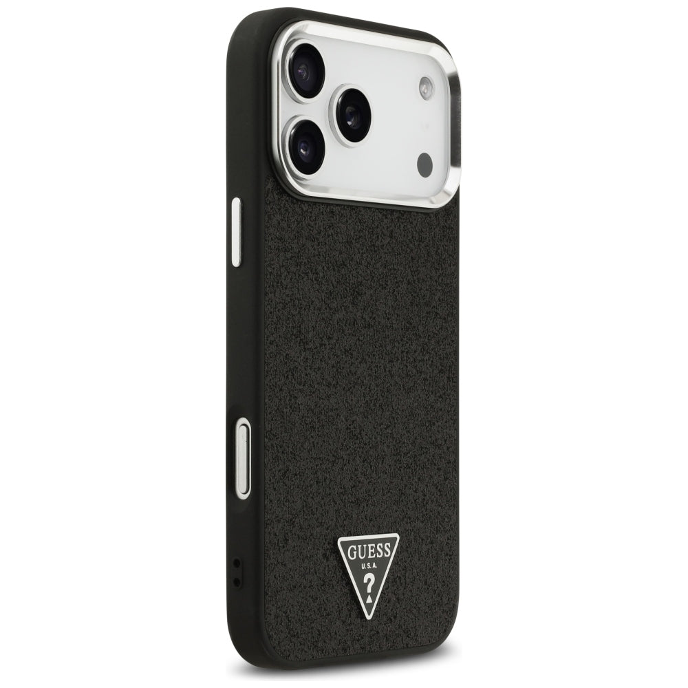 Guess iPhone 17 Pro Max/iPhone 18 Pro Max Cover Glitter Triangle Logo Sort