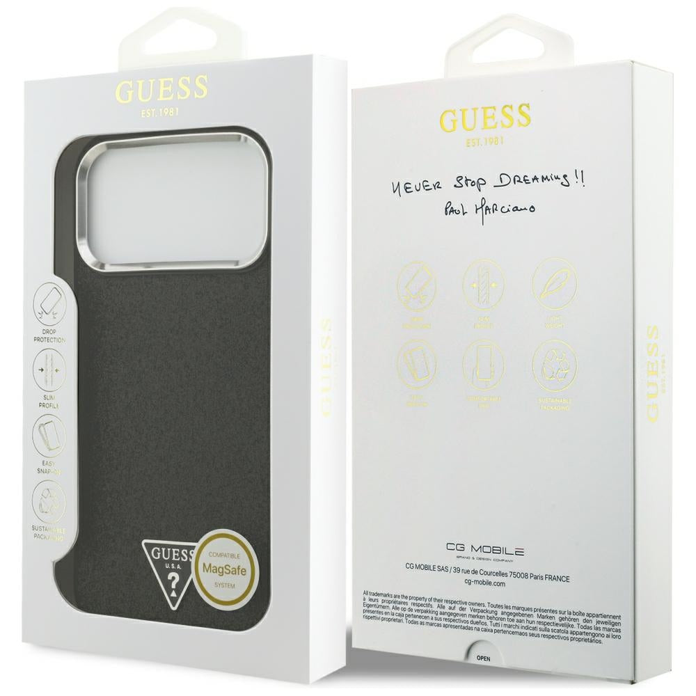 Guess iPhone 17 Pro Max/iPhone 18 Pro Max Cover Glitter Triangle Logo Sort