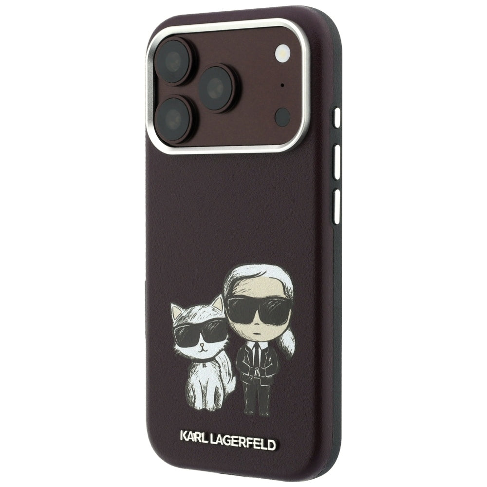 Karl Lagerfeld iPhone 17 Pro/iPhone 18 Pro Cover Smooth Karl & Choupette Sketch Bourgogne