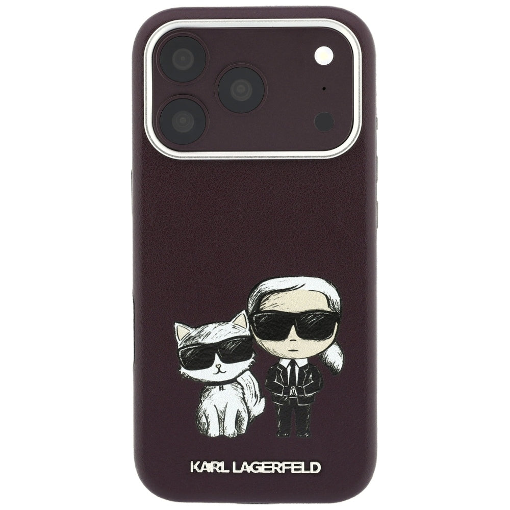 Karl Lagerfeld iPhone 17 Pro/iPhone 18 Pro Cover Smooth Karl & Choupette Sketch Bourgogne
