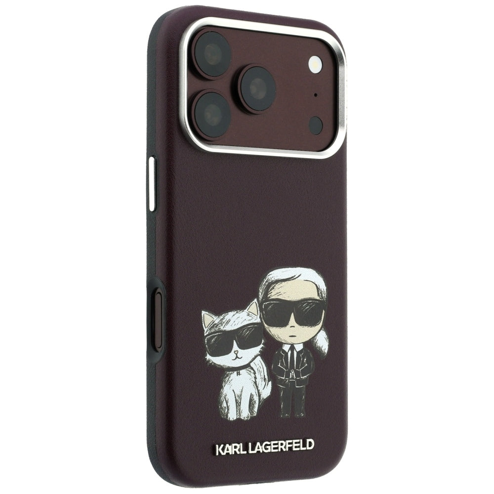 Karl Lagerfeld iPhone 17 Pro/iPhone 18 Pro Cover Smooth Karl & Choupette Sketch Bourgogne
