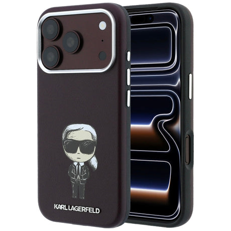 Karl Lagerfeld iPhone 17 Pro/iPhone 18 Pro Cover Smooth Ikonik Sketch Burgundy