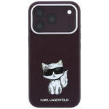 Karl Lagerfeld iPhone 17 Pro/iPhone 18 Pro Cover Smooth Choupette Sketch Burgundy