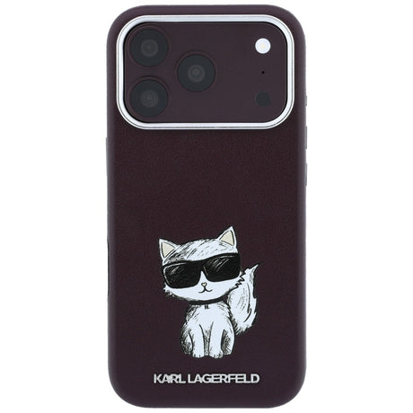 Karl Lagerfeld iPhone 17 Pro/iPhone 18 Pro Cover Smooth Choupette Sketch Burgundy