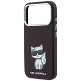 Karl Lagerfeld iPhone 17 Pro/iPhone 18 Pro Cover Smooth Choupette Sketch Burgundy