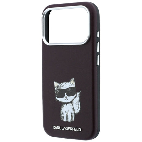 Karl Lagerfeld iPhone 17 Pro/iPhone 18 Pro Cover Smooth Choupette Sketch Burgundy