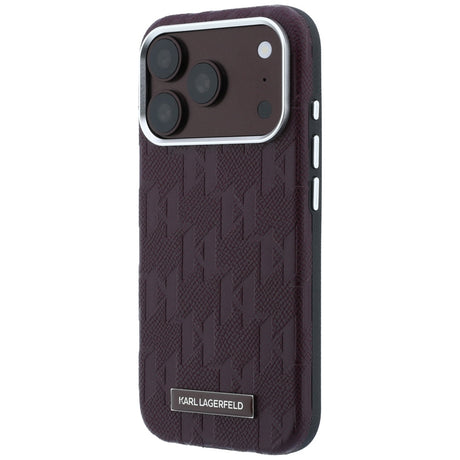 Karl Lagerfeld iPhone 17 Pro/iPhone 18 Pro Cover Grained Mono Resin Logo Burgundy