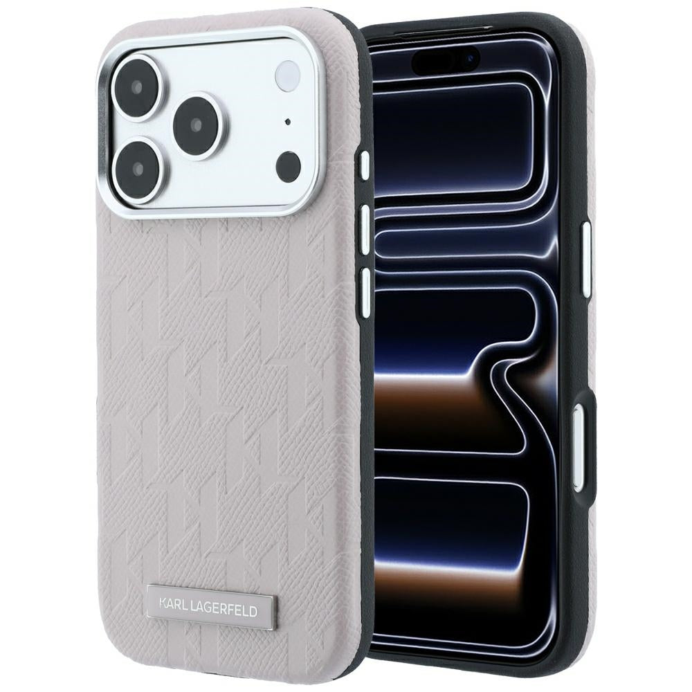 Karl Lagerfeld iPhone 17 Pro/iPhone 18 Pro Cover Grained Mono Resin Logo Lyserød