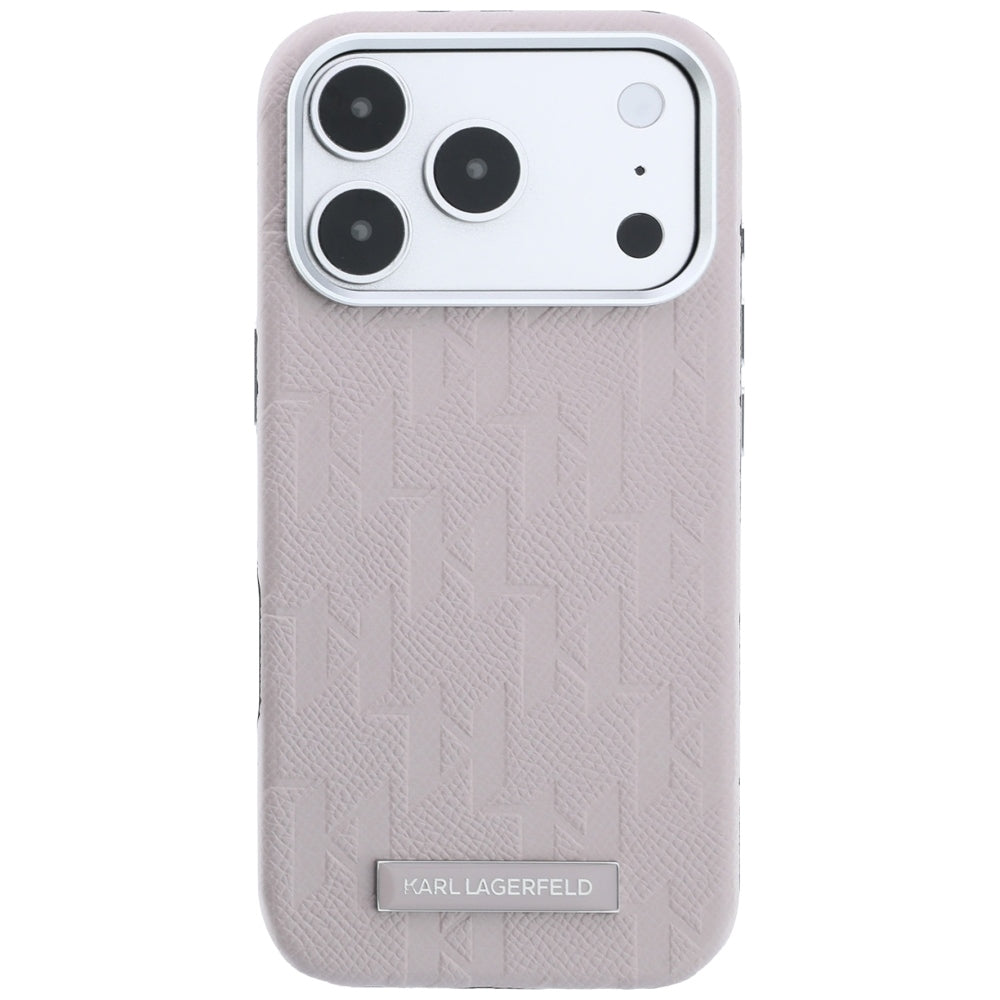 Karl Lagerfeld iPhone 17 Pro/iPhone 18 Pro Cover Grained Mono Resin Logo Lyserød