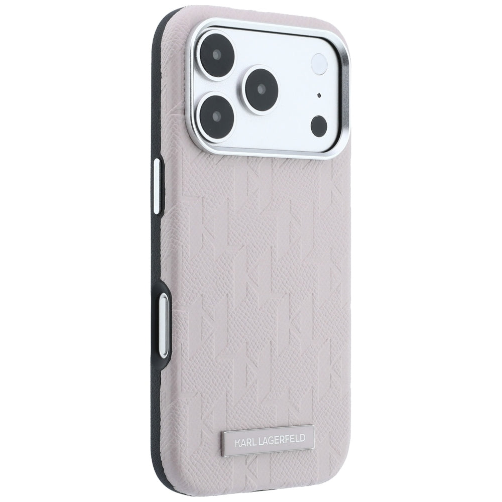 Karl Lagerfeld iPhone 17 Pro/iPhone 18 Pro Cover Grained Mono Resin Logo Lyserød